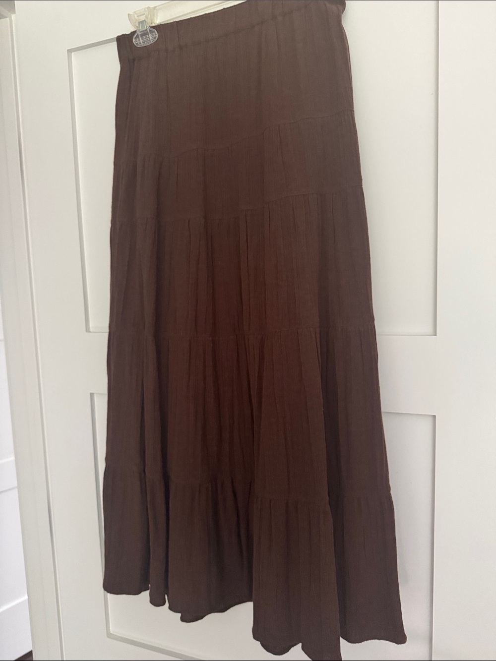 J. Jill Brown Tiered Maxi Skirt lined.